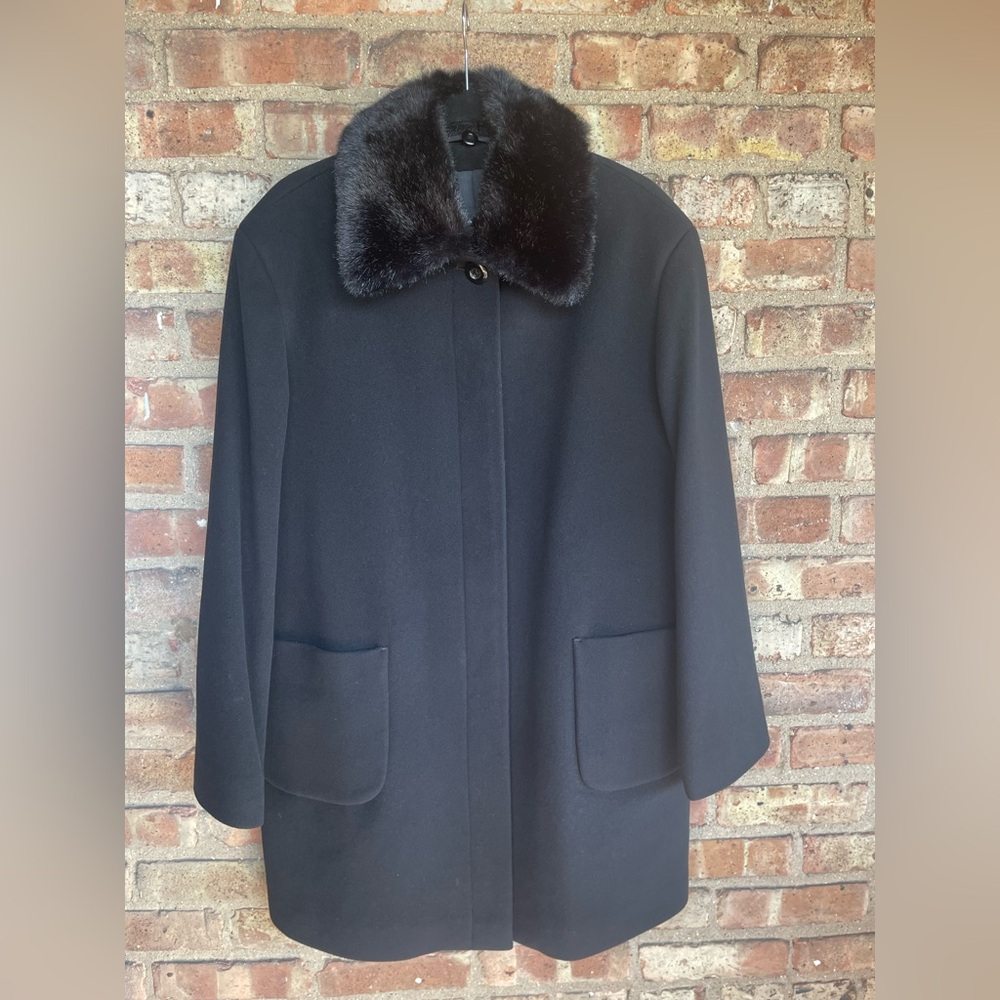 Vintage Sarah Wool Car Coat Faux Fur Collar🖤